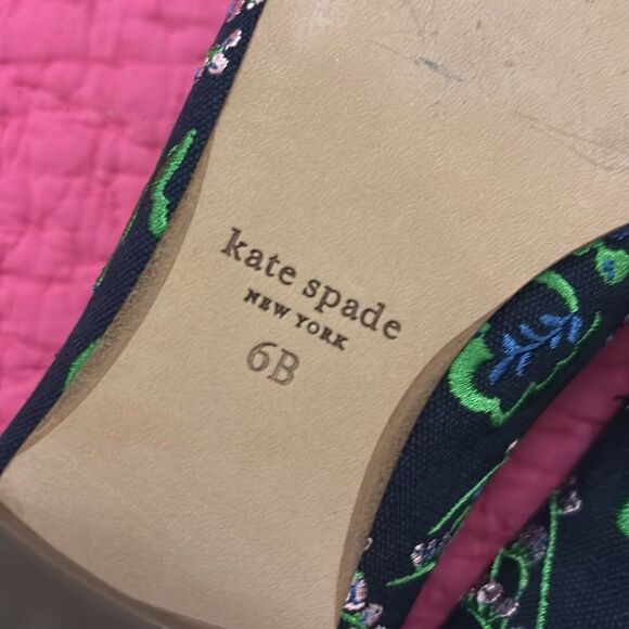 Kate Spade Women's Floral Embroidered Loafers - Black and Green, US6 - Picture 7 of 8